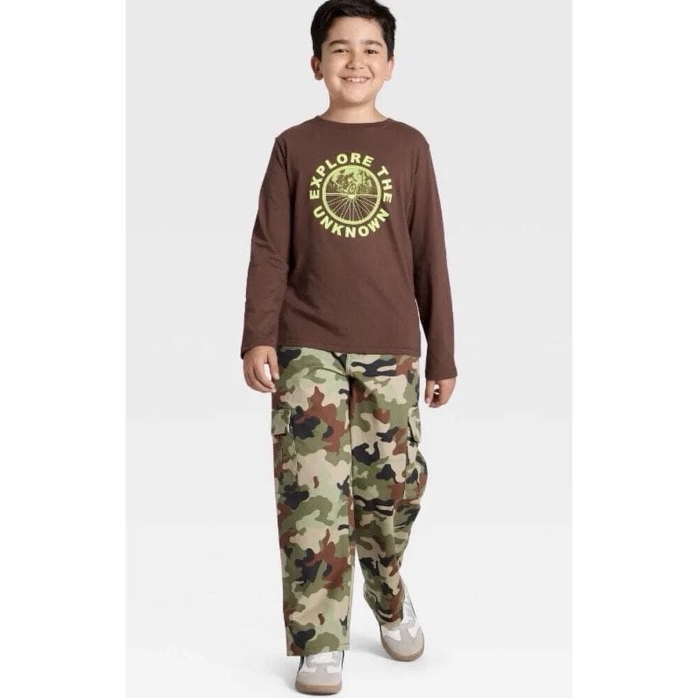 Boys' Long Sleeve Graphic T-shirt - Cat & Jack Brown XS 4/5