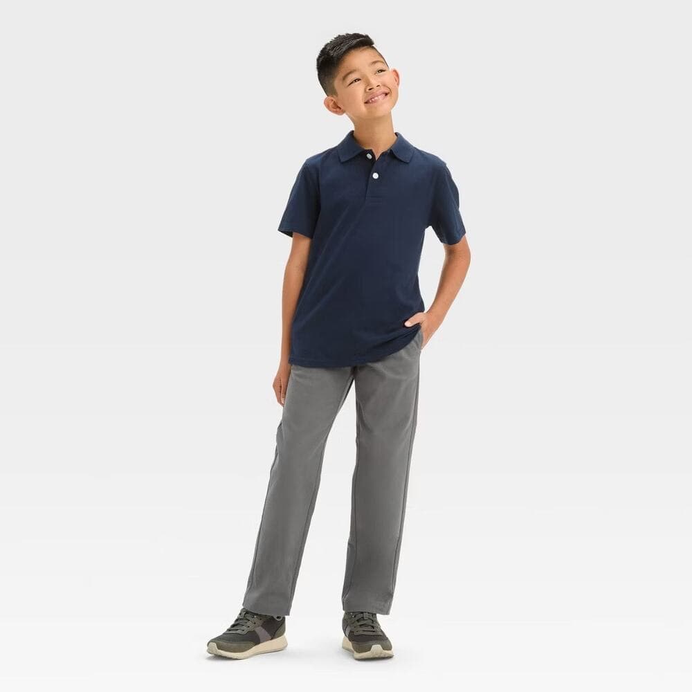 Boys' Short Sleeve Jersey Uniform Polo Shirt - Cat & Jack Navy Blue XS 4/5 - Thumbnail 2