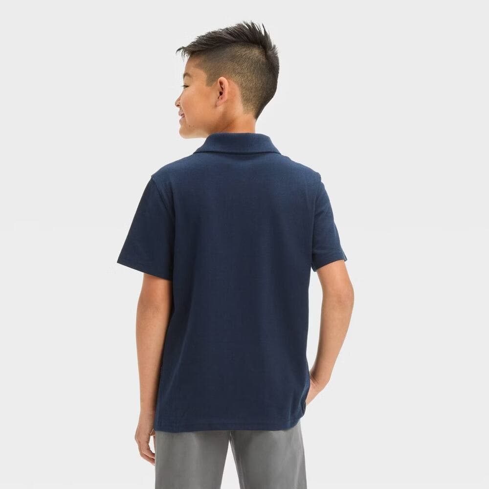 Boys' Short Sleeve Jersey Uniform Polo Shirt - Cat & Jack Navy Blue XS 4/5
