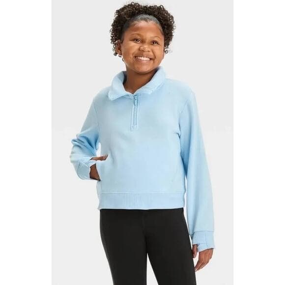 All in Motion Girls' 1/2 Zip Fleece Pullover Sweatshirt Size 10/12 - Thumbnail 9
