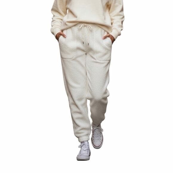 All in Motion Ivory Cream Faux Shearling Girls Jogger Pants 8 M - Thumbnail 8