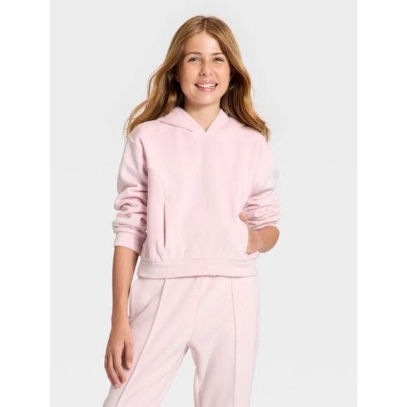 All In Motion Girls Cozy Ribbed Hoodie Light Pink L 10/12 - Thumbnail 9