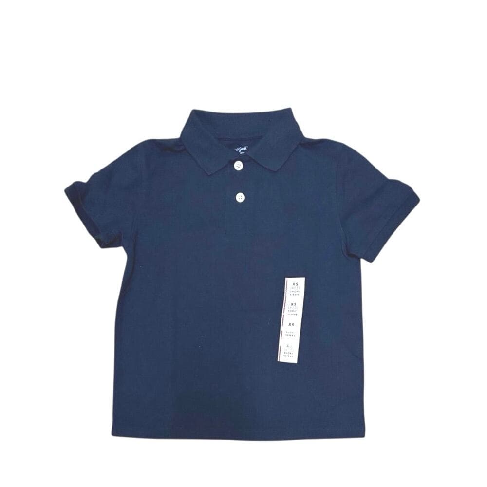 Boys' Short Sleeve Jersey Uniform Polo Shirt - Cat & Jack Navy Blue XS 4/5 - Thumbnail 3