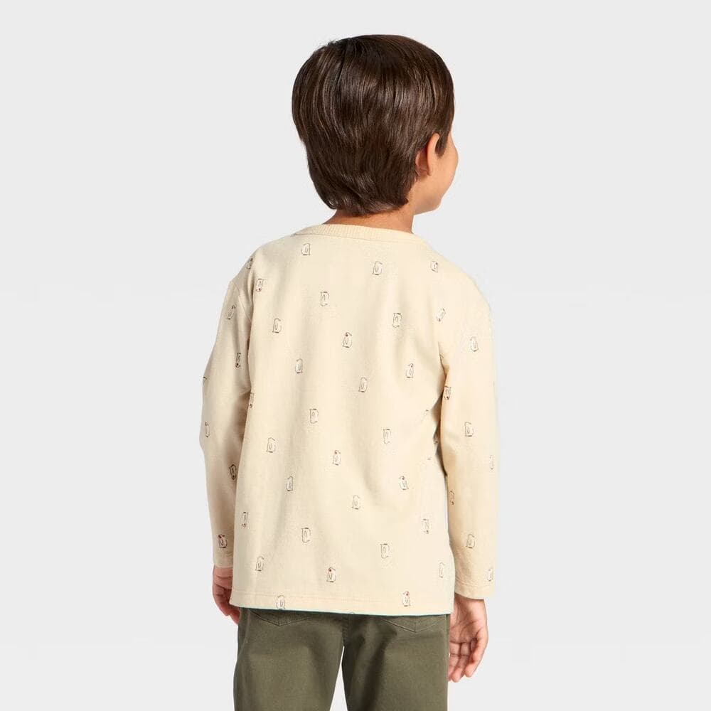Toddler Boys' Long Sleeve Relaxed T-Shirt - Cat & Jack Khaki 12M