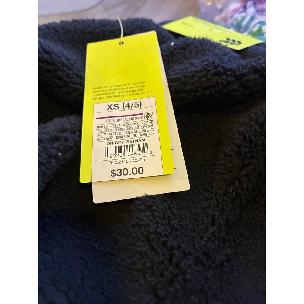 Girls' Faux Shearling Pants - All In Motion Black XS 4/5 - Thumbnail 3