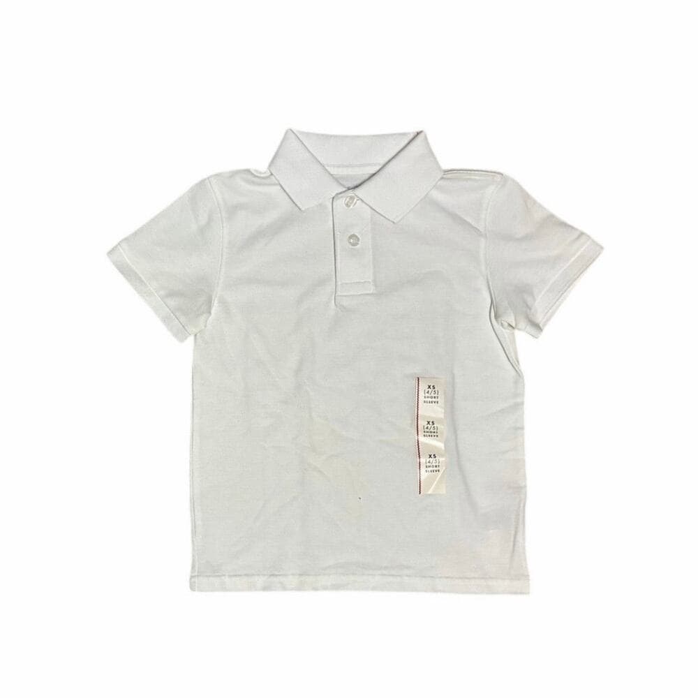 Boys' Short Sleeve Jersey Uniform Polo Shirt - Cat & Jack White XS 4/5 - Thumbnail 3