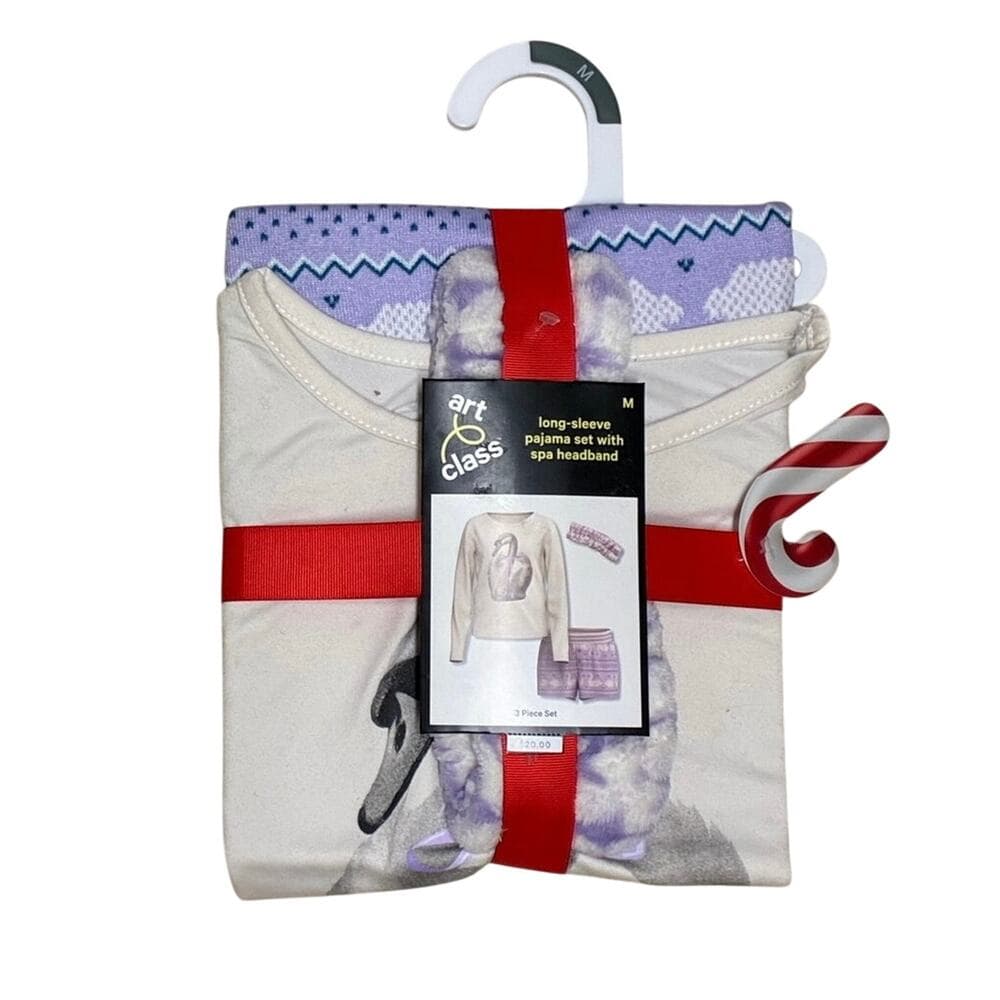 Art Class Long-Sleeve Pajama Set With Spa Headband 3 Piece Set Size Medium - Thumbnail 4