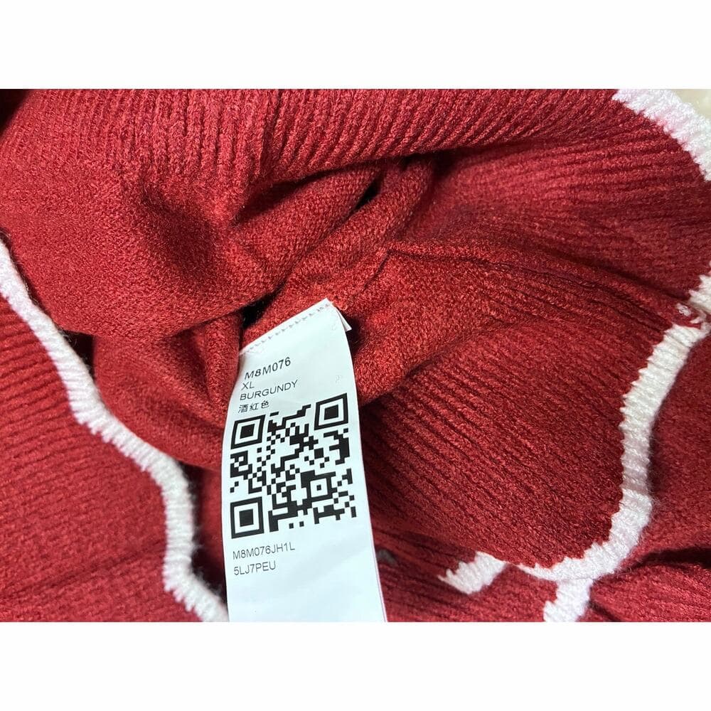 Hongqizo Women's Half Zipper Knit Sweater Casual V Neck Long Sleeve burgundy - Thumbnail 4