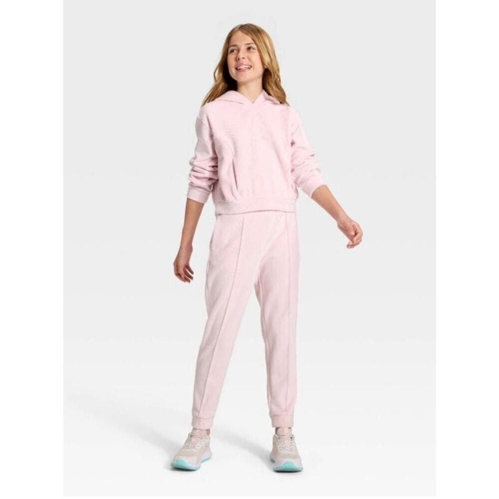 All In Motion Girls Cozy Ribbed Hoodie Light Pink L 10/12 - Thumbnail 2