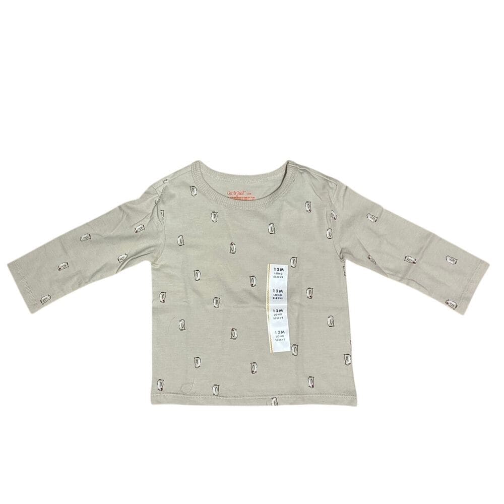 Toddler Boys' Long Sleeve Relaxed T-Shirt - Cat & Jack Khaki 12M - Thumbnail 3