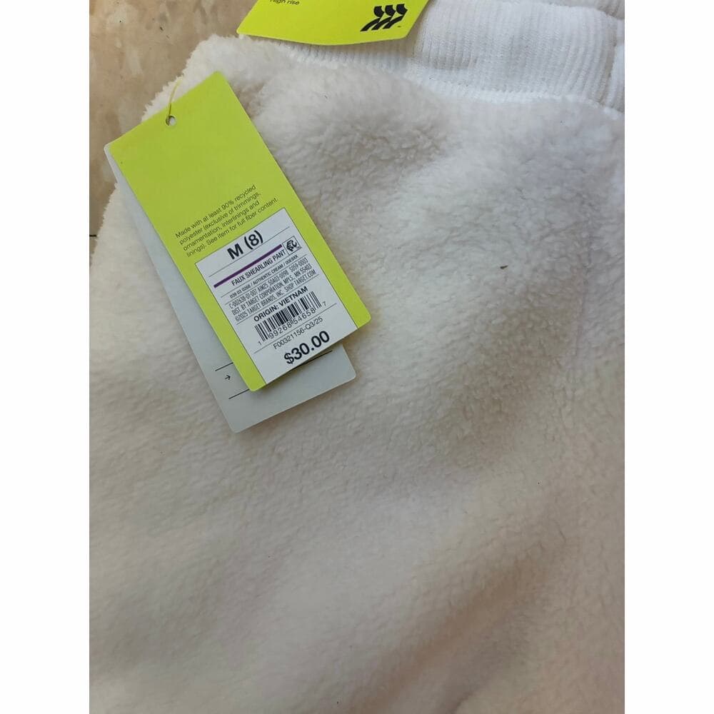 All in Motion Ivory Cream Faux Shearling Girls Jogger Pants 8 M - Thumbnail 3