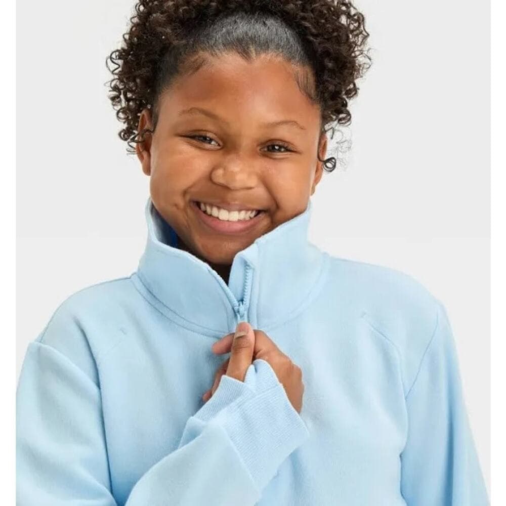 All in Motion Girls' 1/2 Zip Fleece Pullover Sweatshirt Size 10/12 - Thumbnail 2