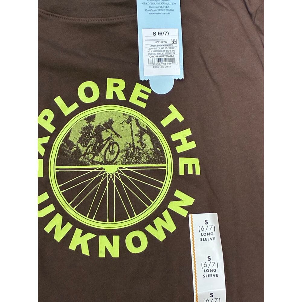 Boys' Long Sleeve Graphic T-shirt - Cat & Jack Brown Size 6/7 - Thumbnail 3