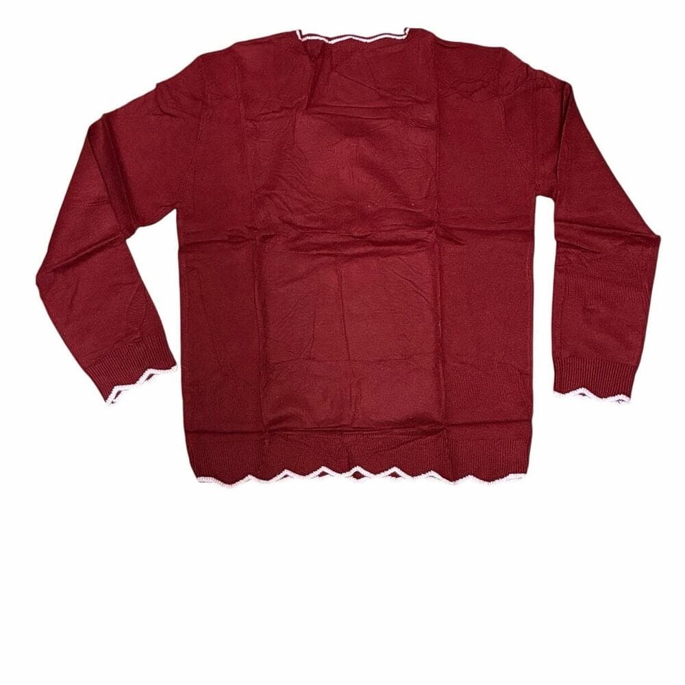 Hongqizo Women's Half Zipper Knit Sweater Casual V Neck Long Sleeve burgundy - Thumbnail 3