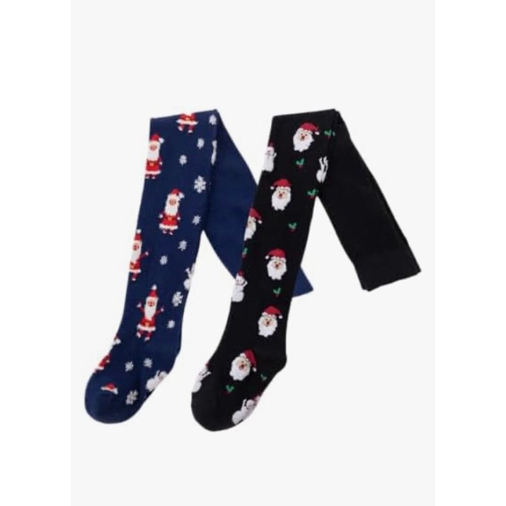 2Pc Christmas Pantyhose, Girls Printed Pattern Stocking Christmas Elements - Thumbnail 7