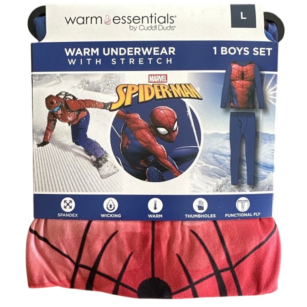 Cuddl Duds Spider-Man Warm Underwear Essentials Boys Sz LG(10/12) NWT - Thumbnail 3