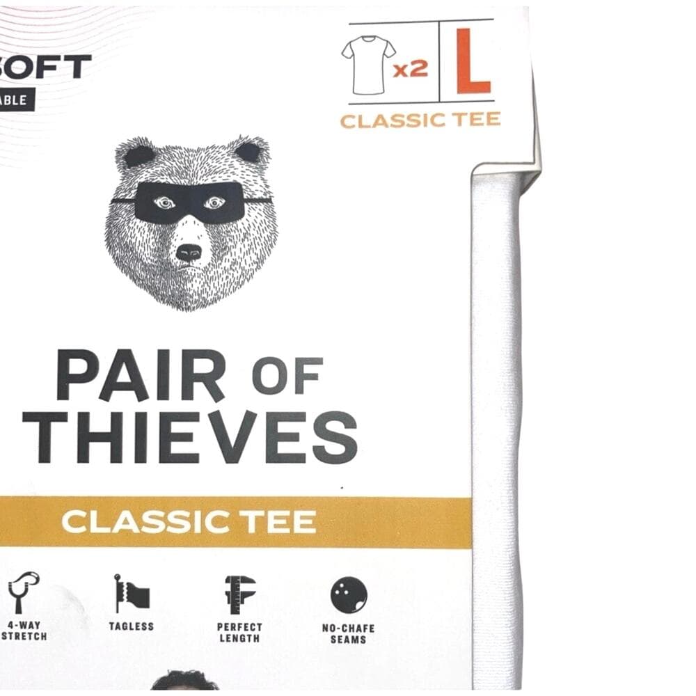 Pair of Thieves Men's Classic White Soft Tee T Shirt 2 Pack Size L Large NEW