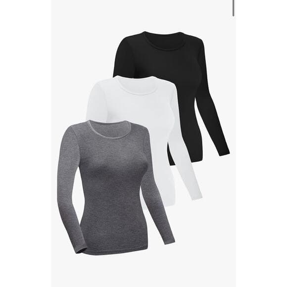 3 Pack Women's Crewneck Long Sleeve Shirts Slim Crew Neck Slim Size medium - Thumbnail 9