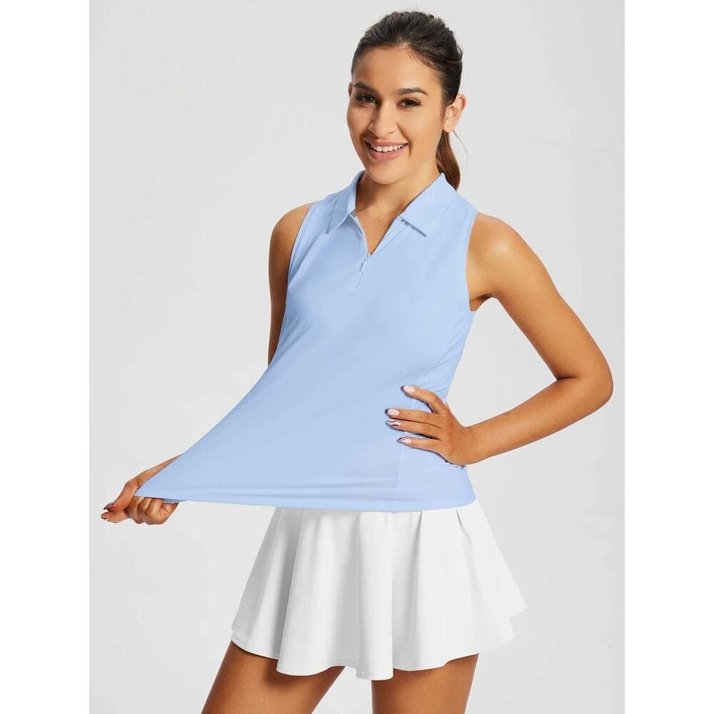 Tacvasen Women’s Sleeveless Polo Shirt Zip up Collared UPF 50 Size Large - Thumbnail 3