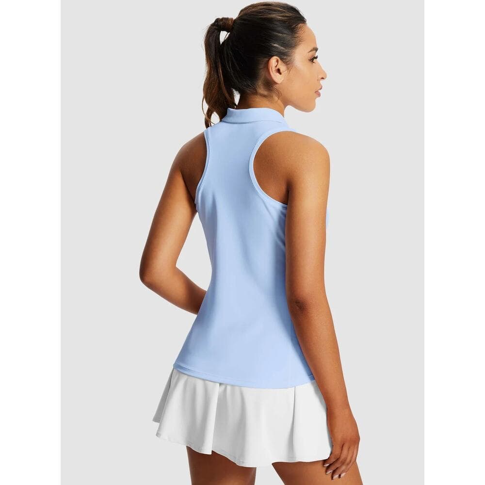 Tacvasen Women’s Sleeveless Polo Shirt Zip up Collared UPF 50 Size Large