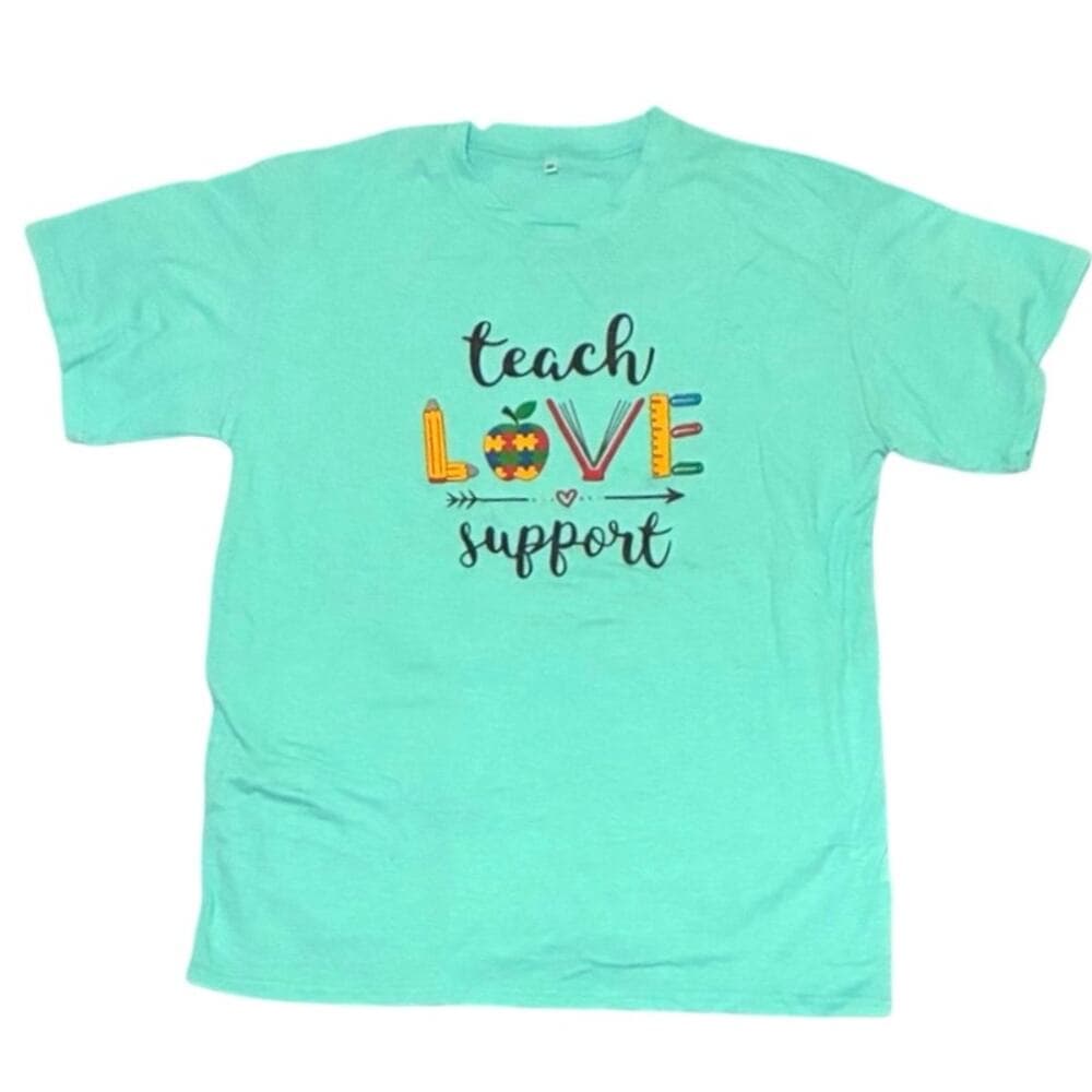 Teach Love Support Green T-Shirts Size 2XL - Thumbnail 5