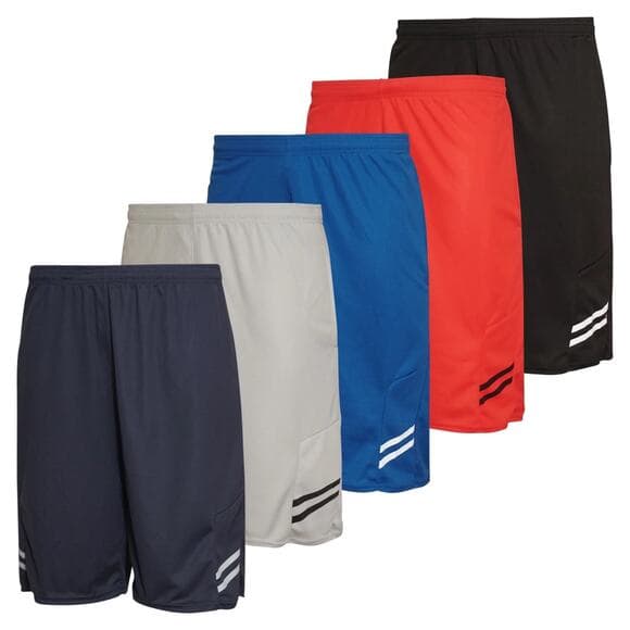 Real Essentials Boys' 5-Pack Mesh Active Athletic Performance Basketball Shorts - Thumbnail 4