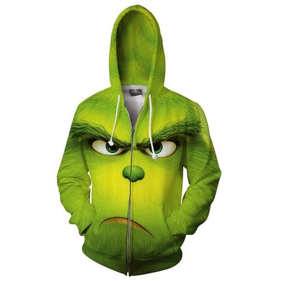 Grinch Hoodie - The Grinch Zip Up Hooded Sweatshirt Size Small - Thumbnail 5