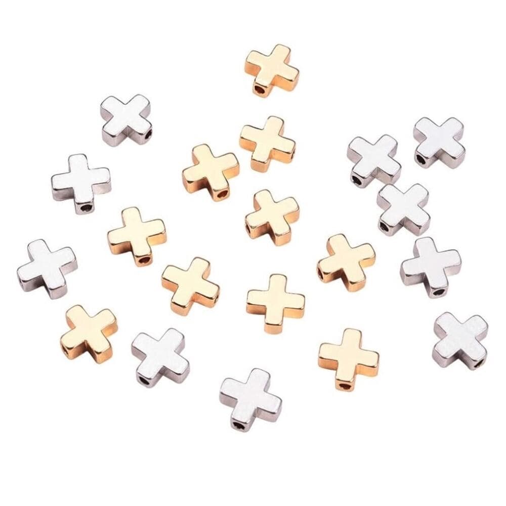 BENECREAT 20 PCS 18K Gold Plated & Platinum Plated Cross Spacer Beads Metal - Thumbnail 8