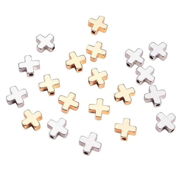 BENECREAT 20 PCS 18K Gold Plated & Platinum Plated Cross Spacer Beads Metal - Thumbnail 9
