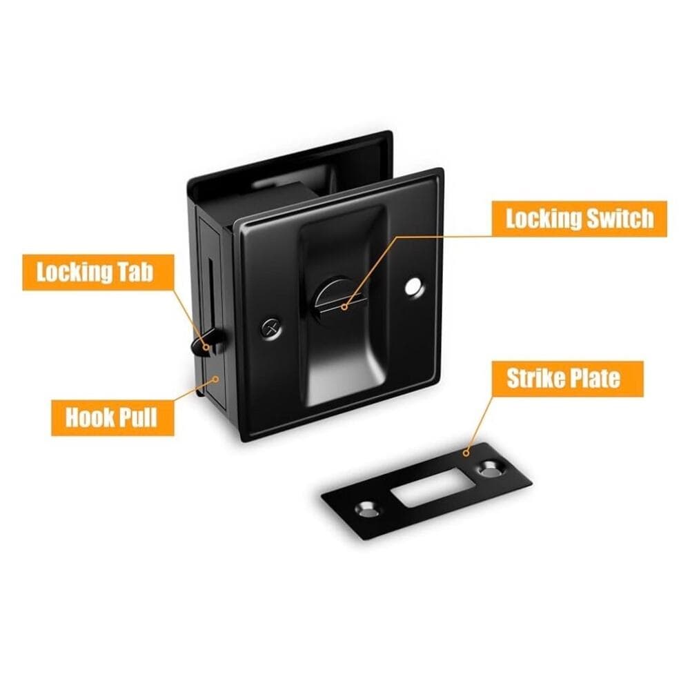 Privacy Sliding Door Lock with Pull - Replace Old Or Damaged Pocket Locks
