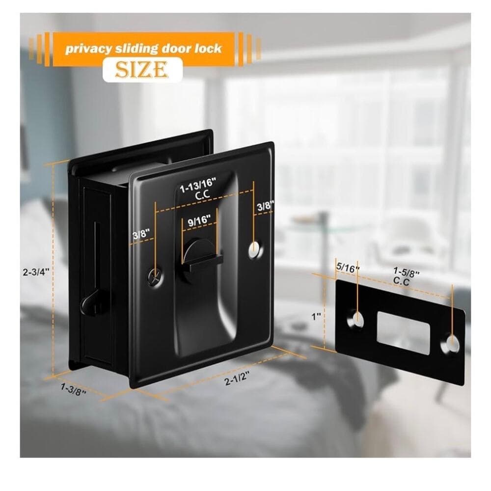 Privacy Sliding Door Lock with Pull - Replace Old Or Damaged Pocket Locks - Thumbnail 2