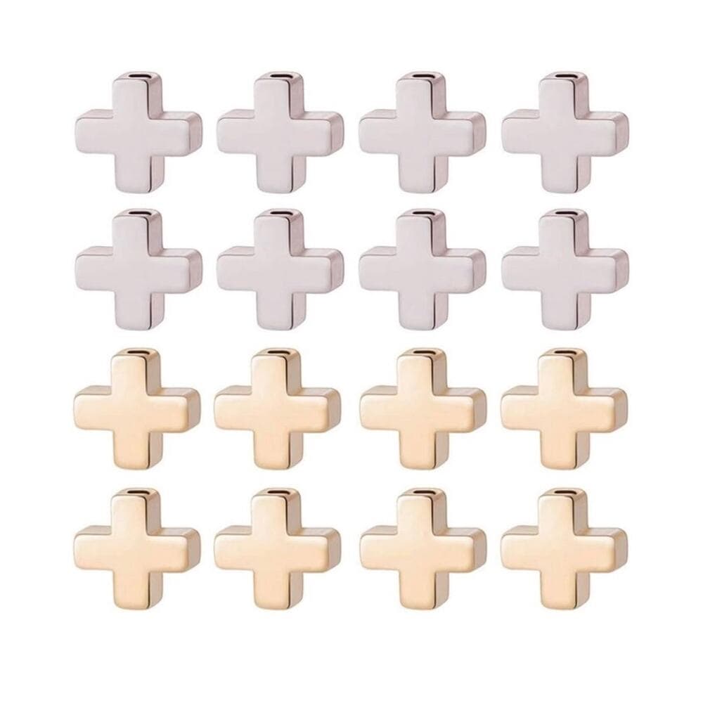 BENECREAT 20 PCS 18K Gold Plated & Platinum Plated Cross Spacer Beads Metal - Thumbnail 3