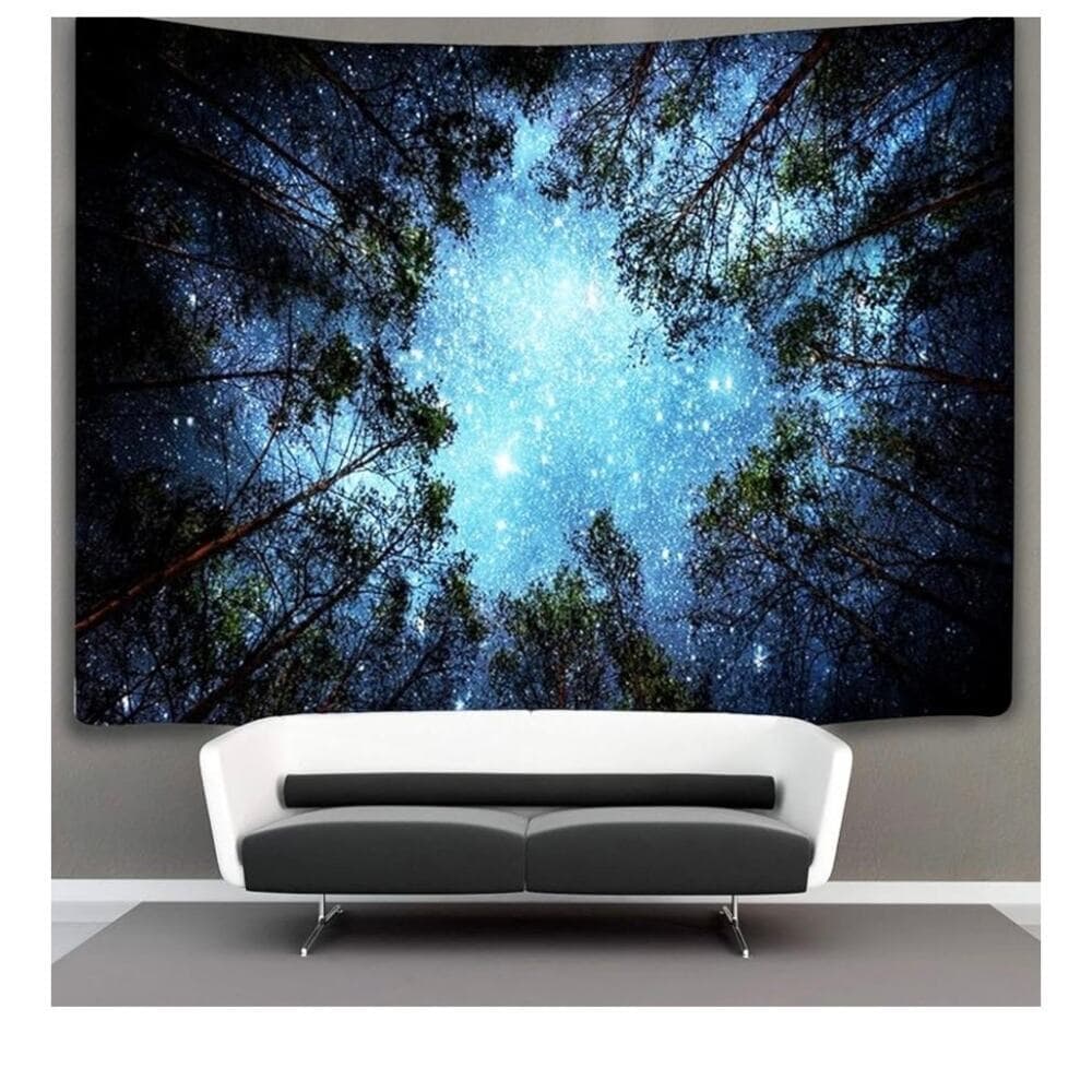 Starry Wall Tapestry, 3D Printing Forest Starry Night Tapestry Star Tree - Thumbnail 7