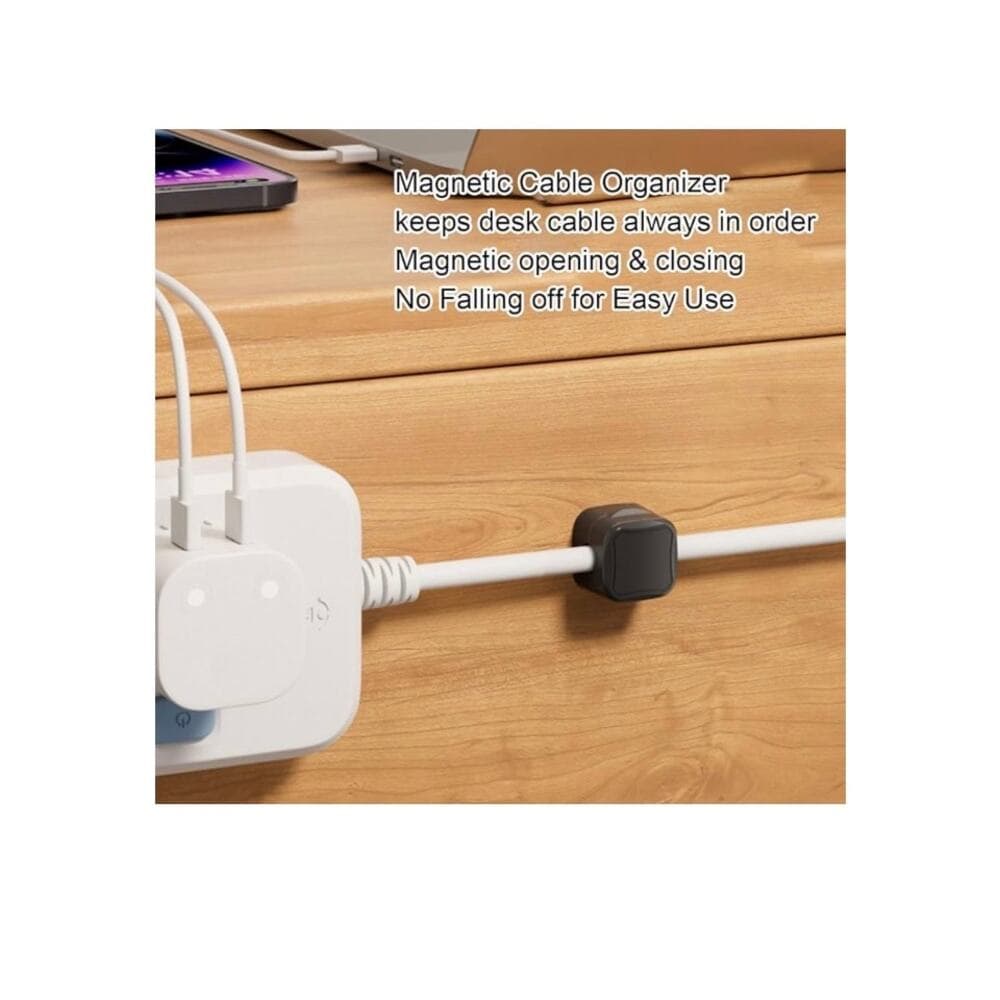 6 Pack Magnetic Cable Clips, Cord Holder Adhesive Cable Management Black - Thumbnail 4