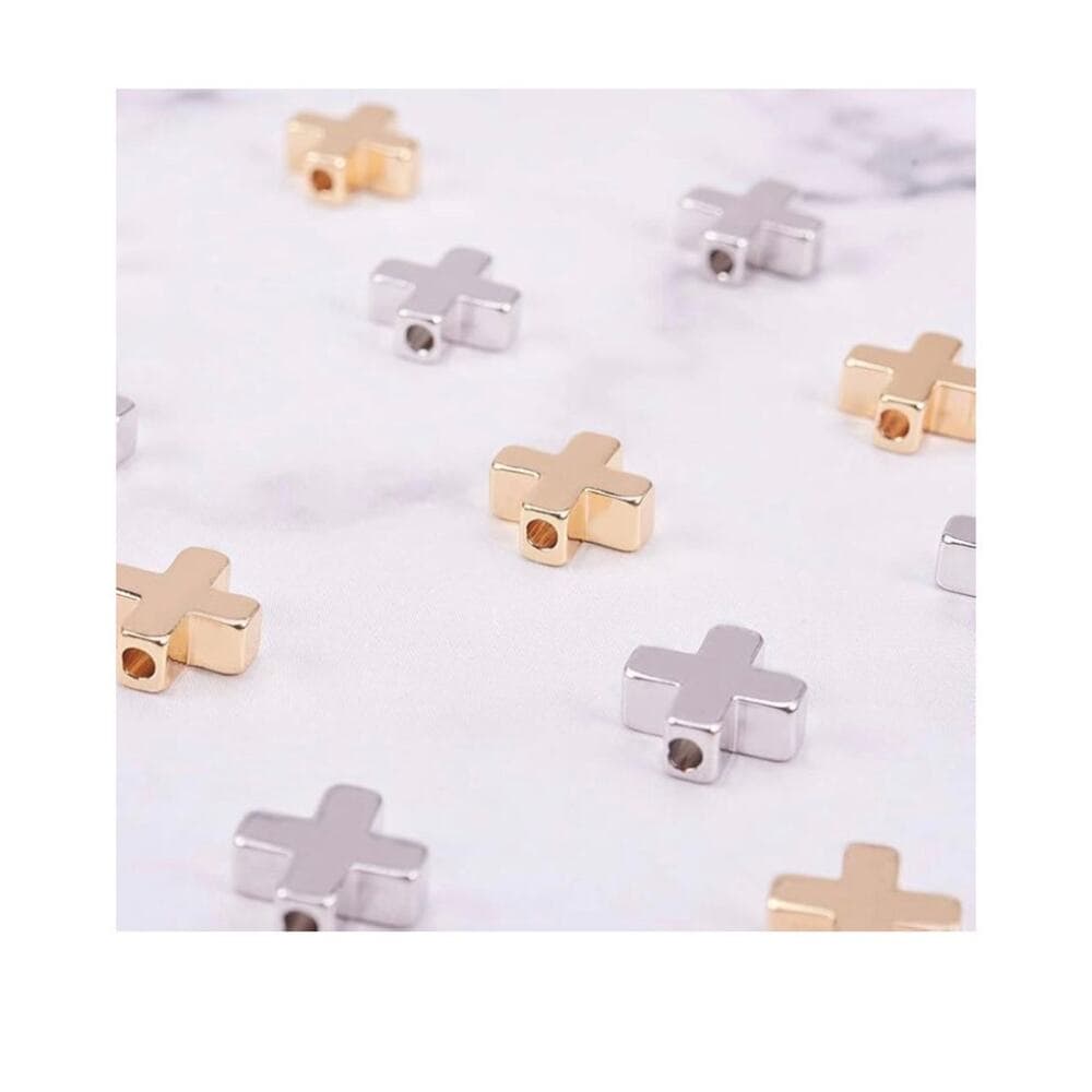 BENECREAT 20 PCS 18K Gold Plated & Platinum Plated Cross Spacer Beads Metal - Thumbnail 4