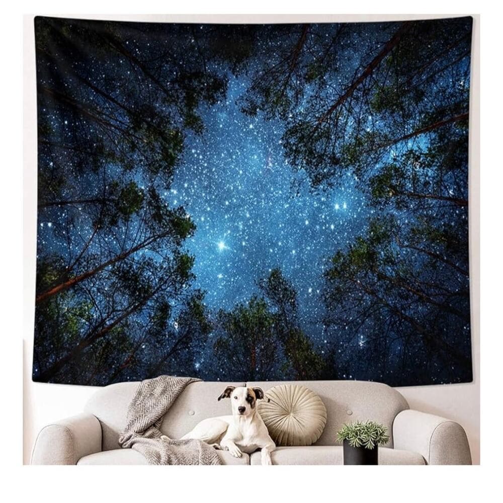 Starry Wall Tapestry, 3D Printing Forest Starry Night Tapestry Star Tree