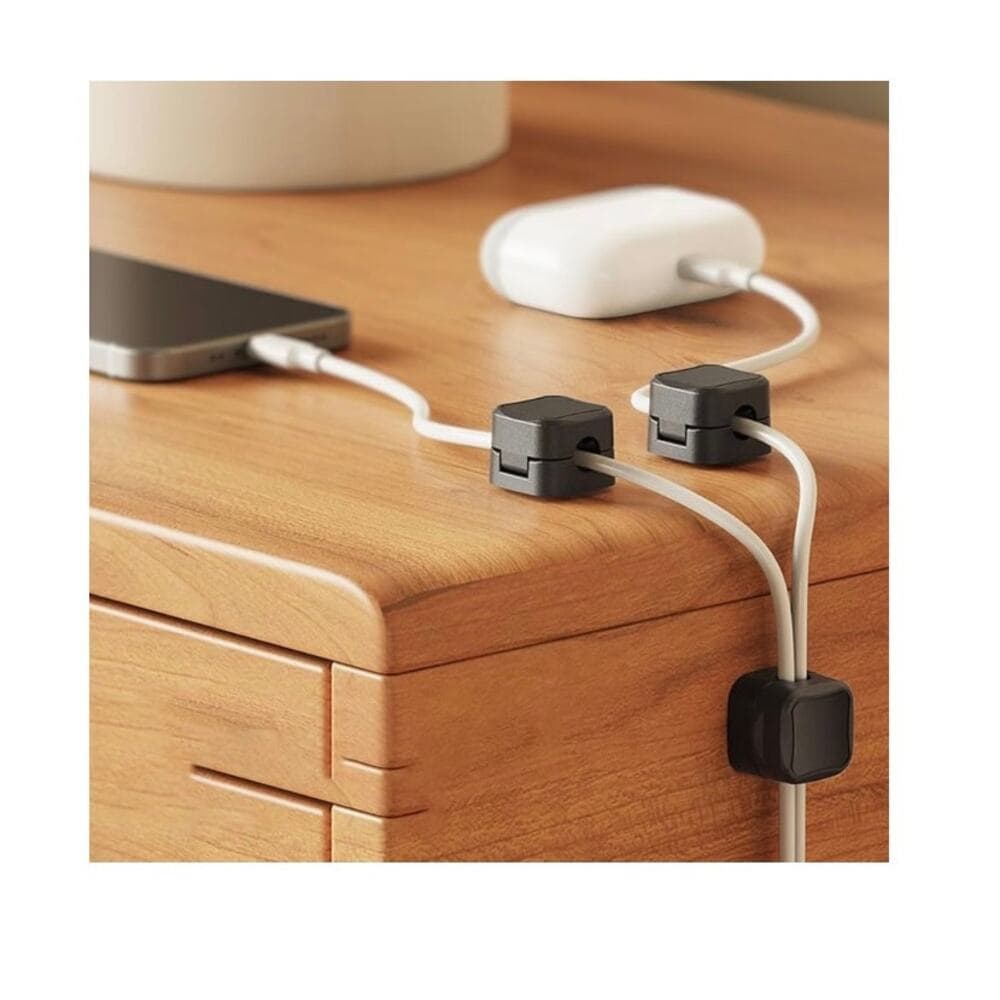 6 Pack Magnetic Cable Clips, Cord Holder Adhesive Cable Management Black - Thumbnail 7
