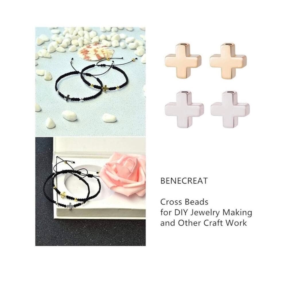 BENECREAT 20 PCS 18K Gold Plated & Platinum Plated Cross Spacer Beads Metal - Thumbnail 6