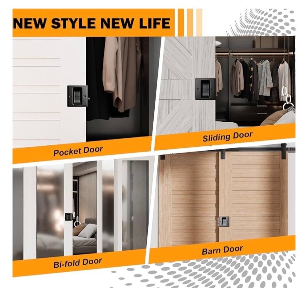 Privacy Sliding Door Lock with Pull - Replace Old Or Damaged Pocket Locks - Thumbnail 4