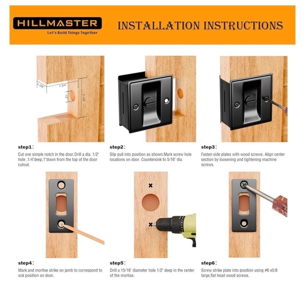 Privacy Sliding Door Lock with Pull - Replace Old Or Damaged Pocket Locks - Thumbnail 5