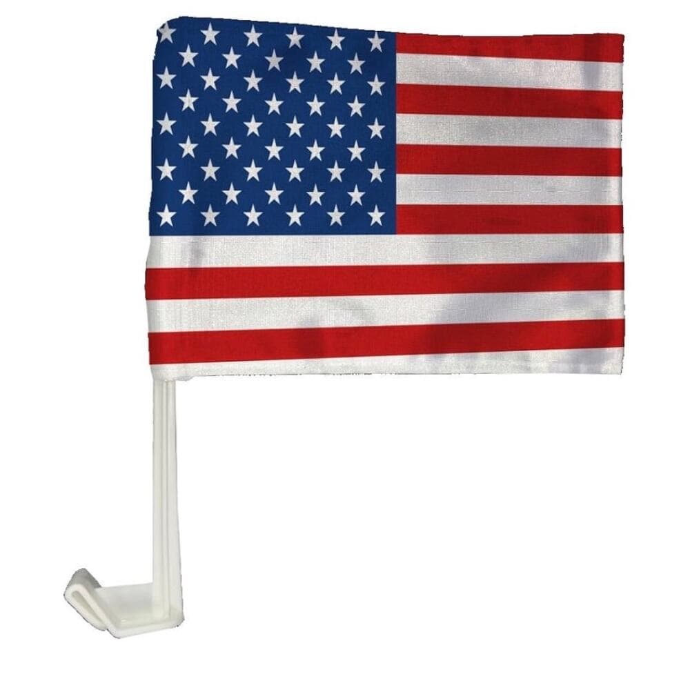 U.S. Flag Car Flag .Set Of 2 Hooks Onto Car Window .Made In The Korea 12”X8” - Thumbnail 5