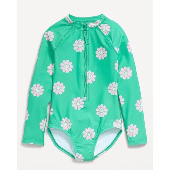 Old Navy Long-Sleeve Rashguard Swim One-Piece for Girls Size 5 - Thumbnail 4