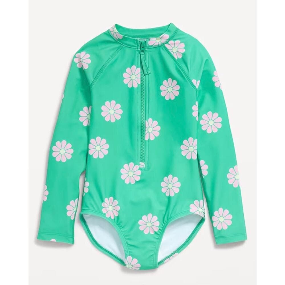 Old Navy Long-Sleeve Rashguard Swim One-Piece for Girls Size 5 - Thumbnail 3