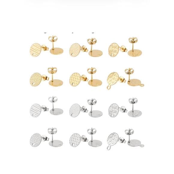 UNICRAFTALE 24 Pcs 2 Colors 6 Styles 304 Stainless Steel Stud Earring Findings - Thumbnail 8