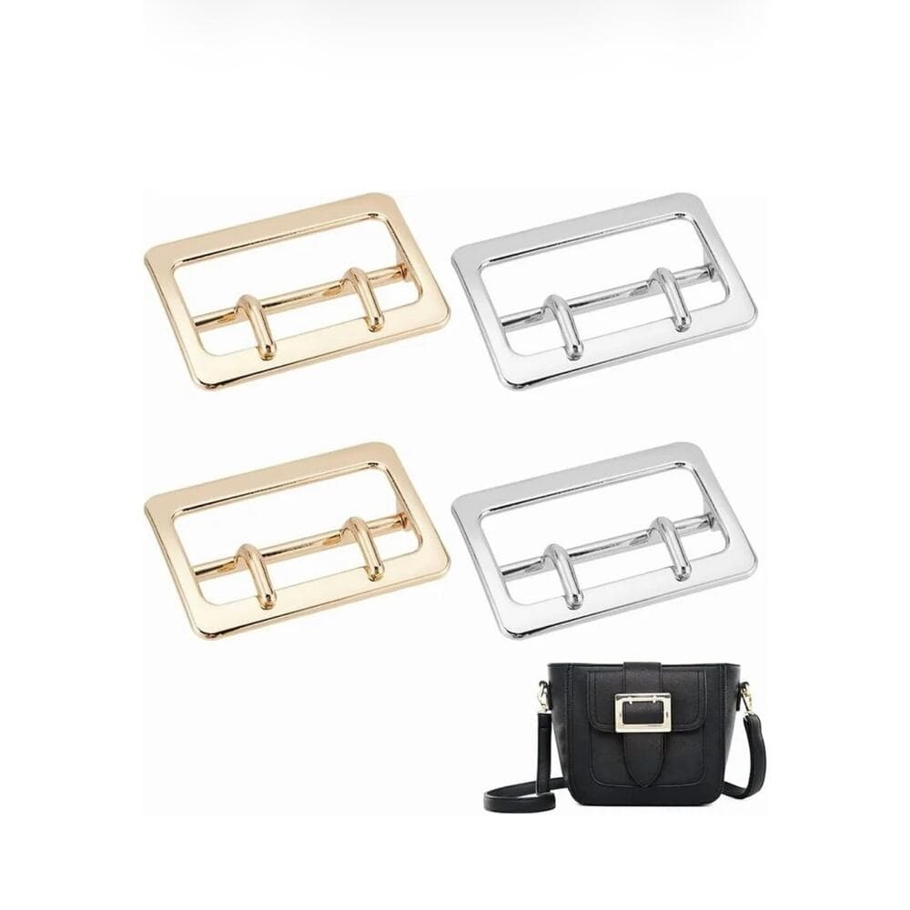 4pcs Metal Belt Adjustable Buckles Double Prong Belt Buckles Rectangle - Thumbnail 7