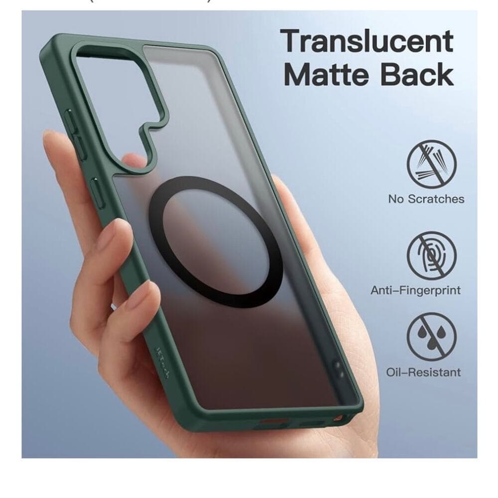 Magnetic Case for Samsung Galaxy S25 Ultra 5G, Compatible MagSafe (Dark Green) - Thumbnail 3
