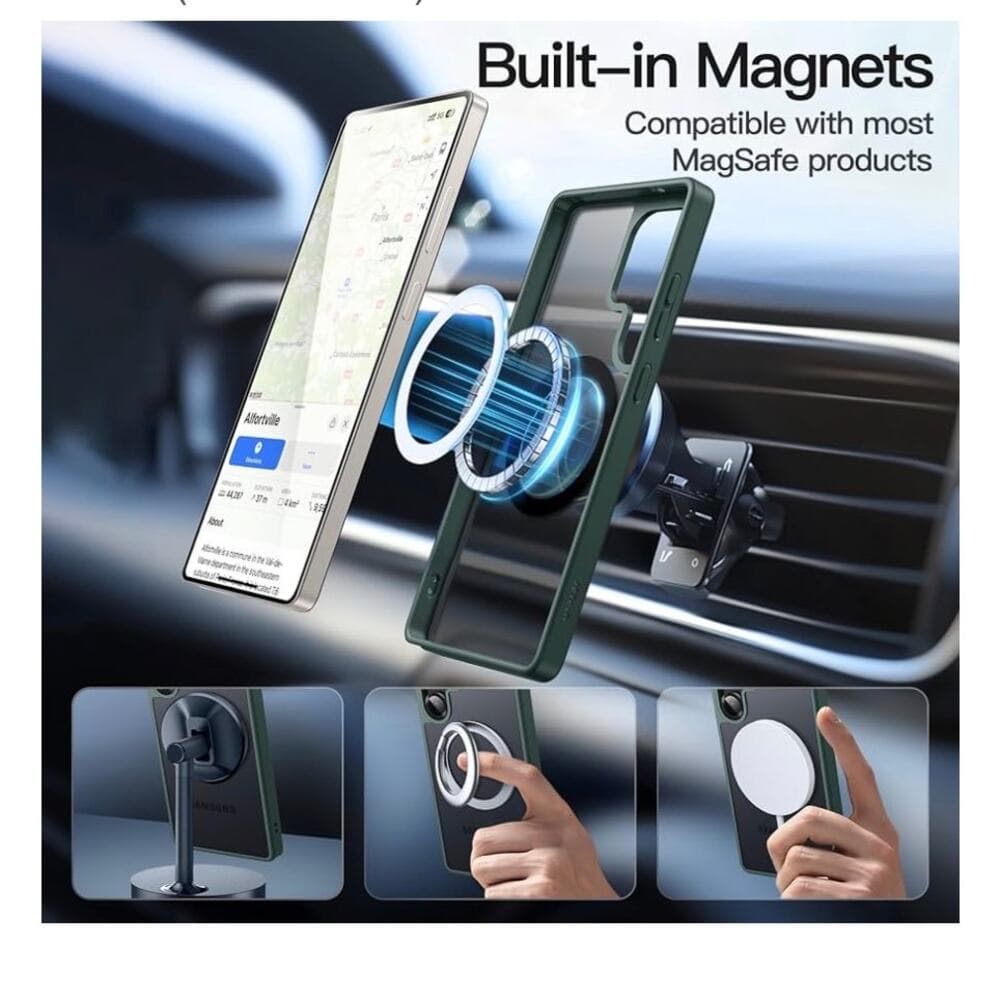 Magnetic Case for Samsung Galaxy S25 Ultra 5G, Compatible MagSafe (Dark Green) - Thumbnail 2