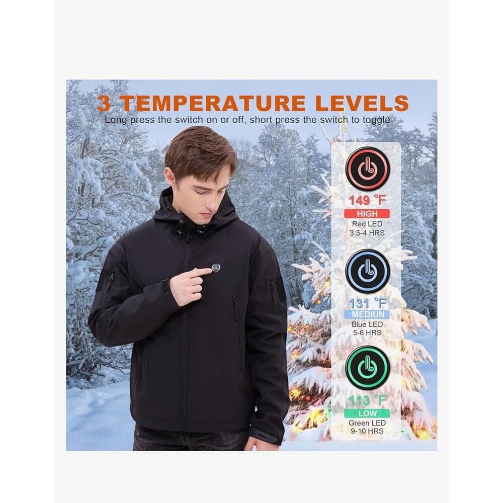 Leamos Heated Jacket for Men with Battery Pack Size Medium - Thumbnail 3