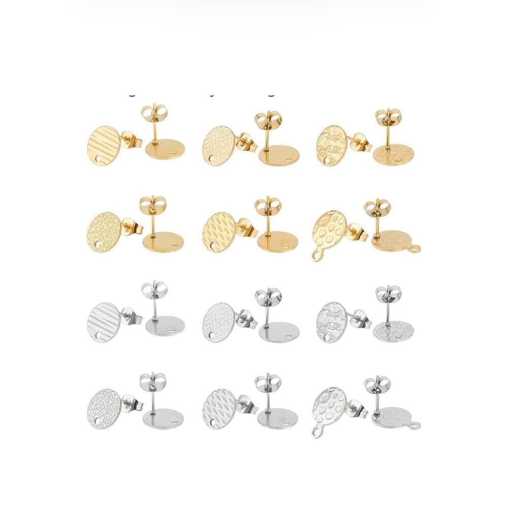 UNICRAFTALE 24 Pcs 2 Colors 6 Styles 304 Stainless Steel Stud Earring Findings - Thumbnail 7