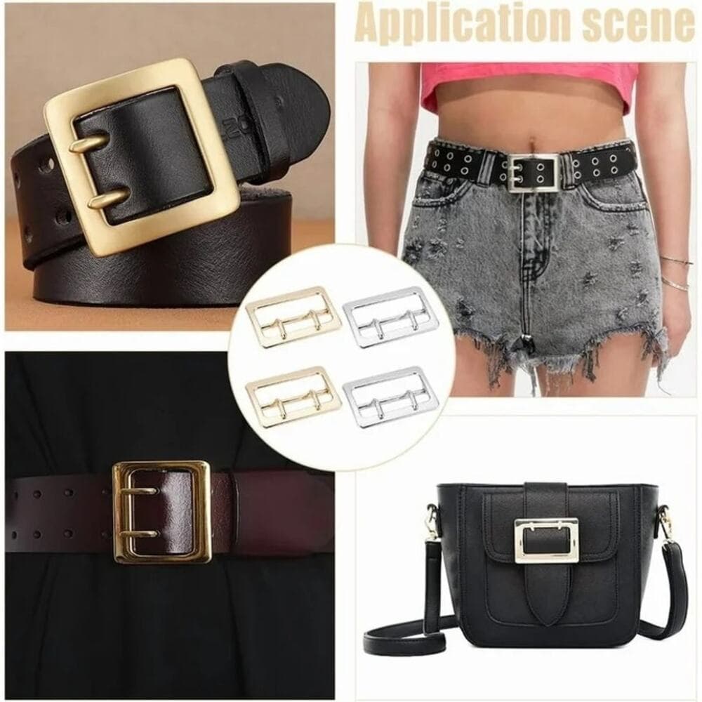 4pcs Metal Belt Adjustable Buckles Double Prong Belt Buckles Rectangle - Thumbnail 5